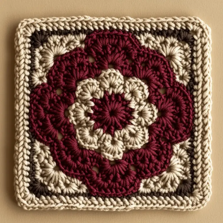 Earthy Floral Crochet Square for Cozy Decor