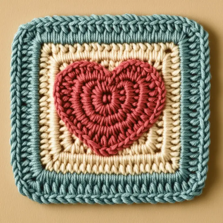Whimsical Crochet Heart Square Motif for Lovingly Cozy Decor