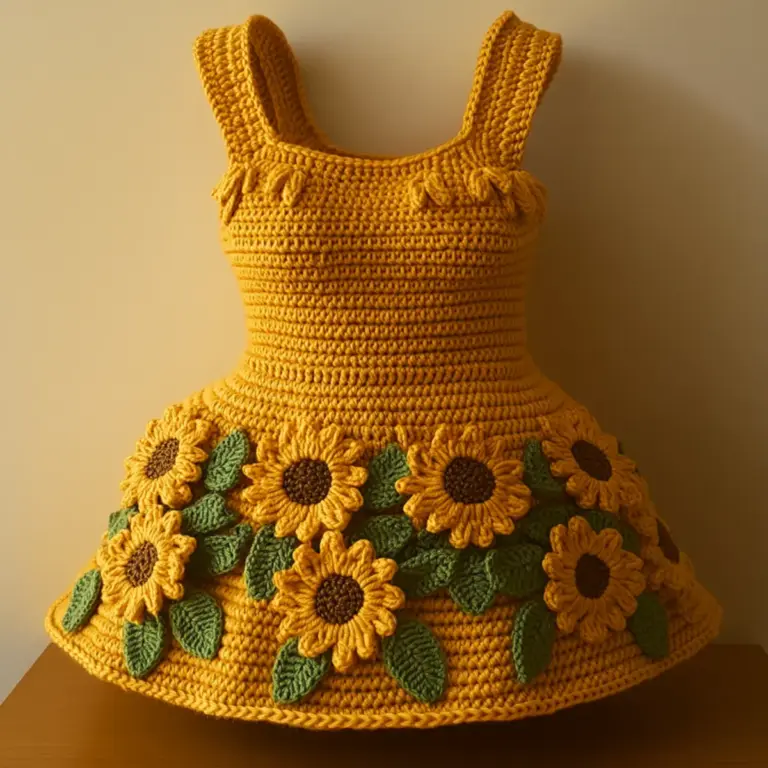 Charming Crochet Flower Dress for Whimsical Displays