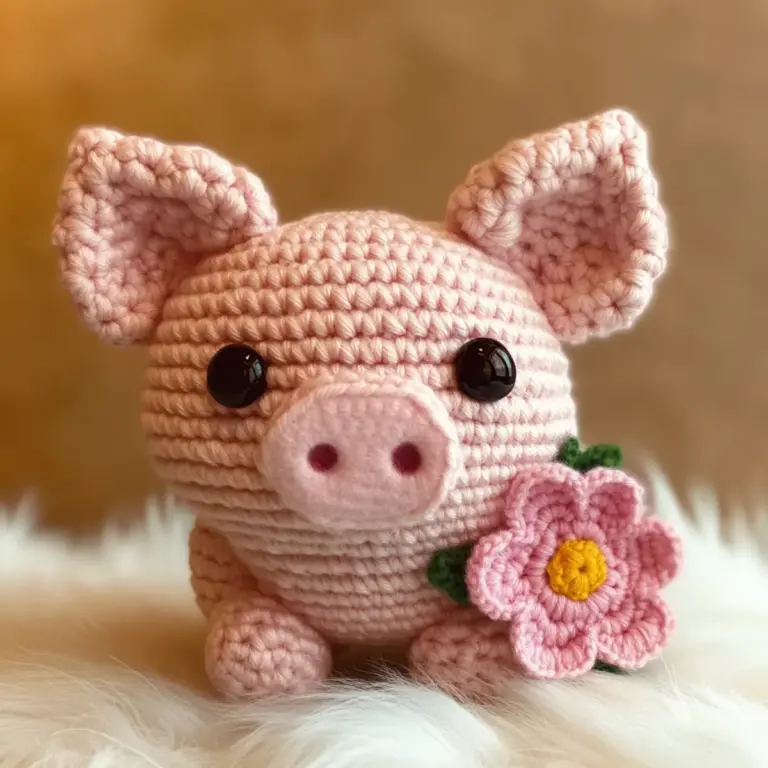Charming Flower Piglet Crochet: Quick & Whimsical Delight