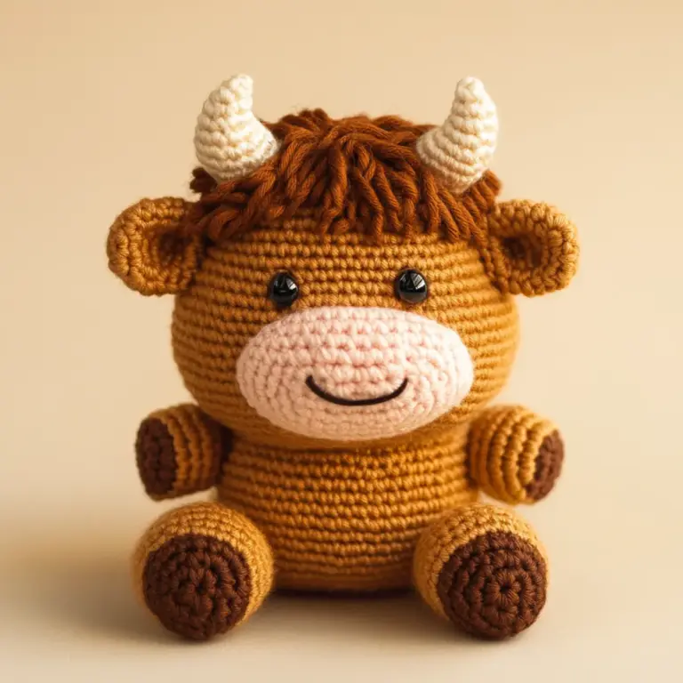 Whimsical Highland Cow Crochet Plushie for Cozy Cuddles