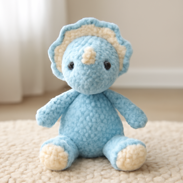 Cozy Baby Dino Lovey: A Fun Crocheted Comfort Toy for Kids
