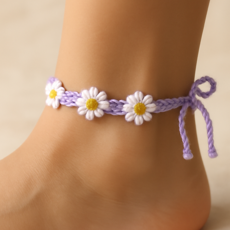 “Easy Crochet Anklet: Create Your Own Daisy Delight”