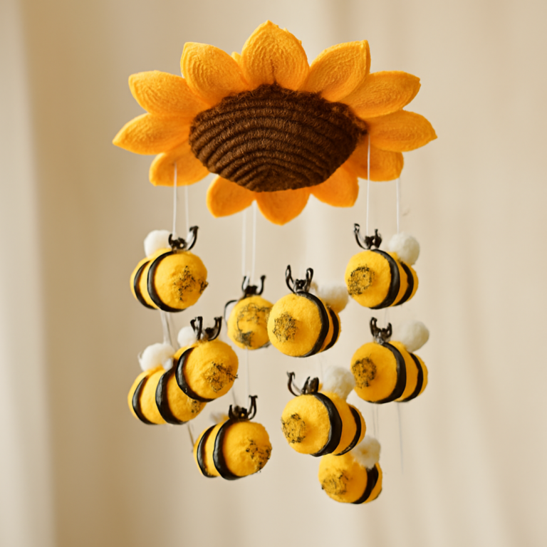 Whimsical Crochet Baby Mobile: Create a Sunflower & Bees!