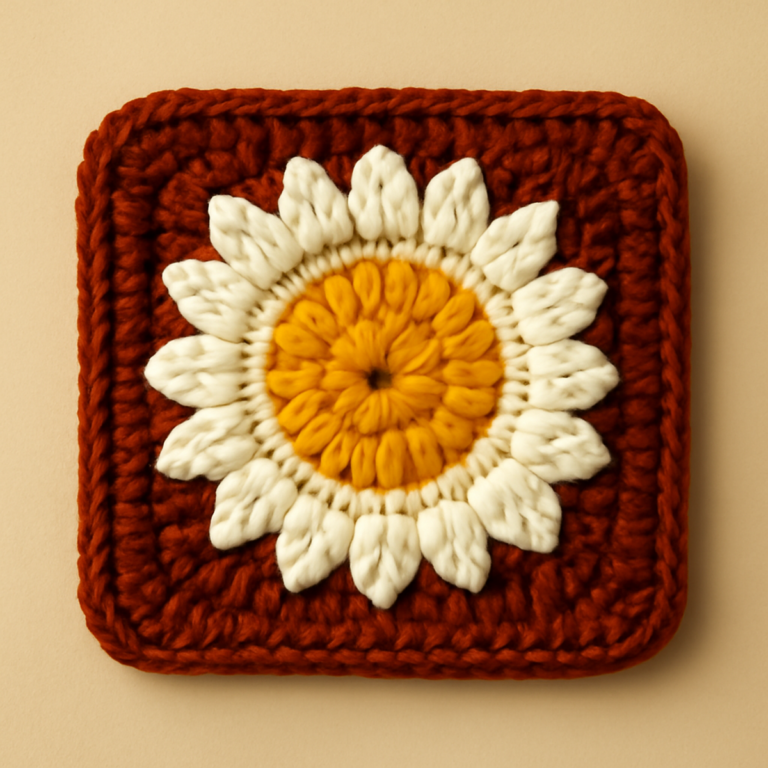 Bright and Cheerful Crochet Daisy Square for Your Home Decor