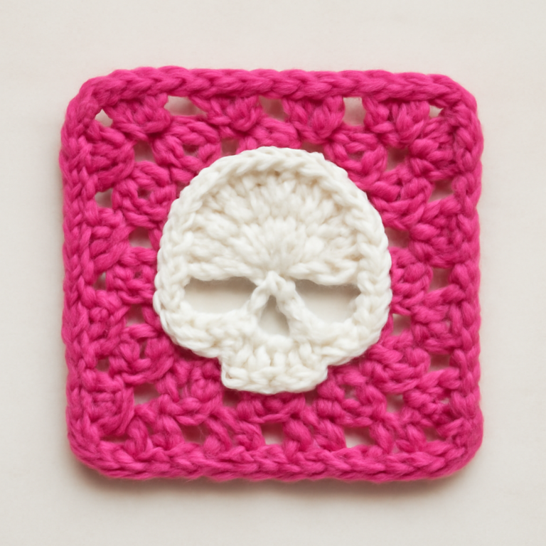 Playful Crochet Skull Granny Square: Edgy Meets Cozy