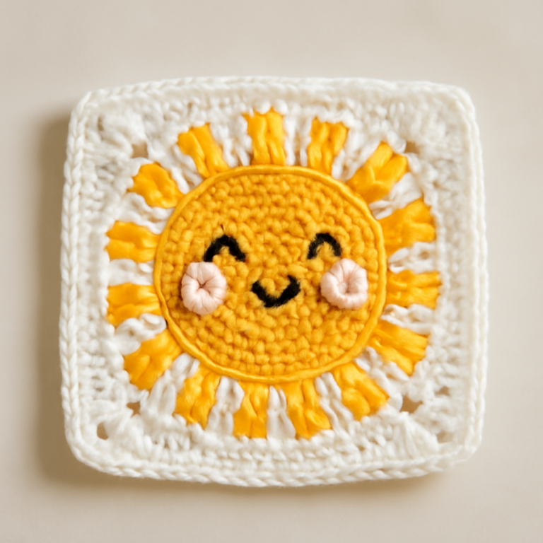 Cheerful Crochet Sun Square Pattern for Bright Decor