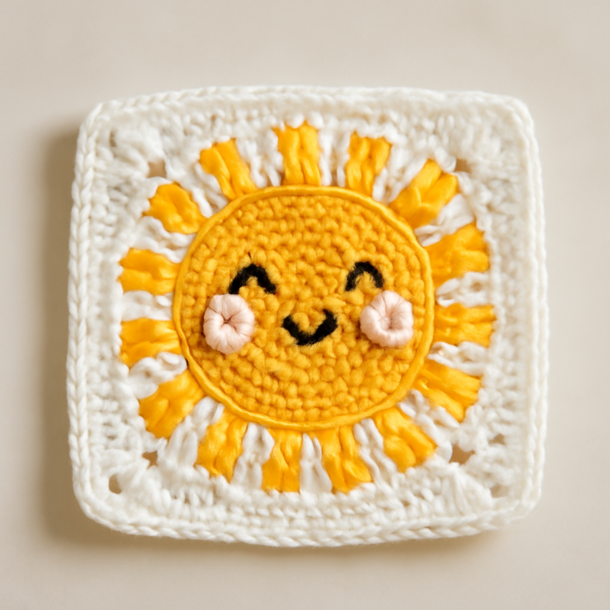 Cheerful Crochet Sun Square Pattern for Bright Decor