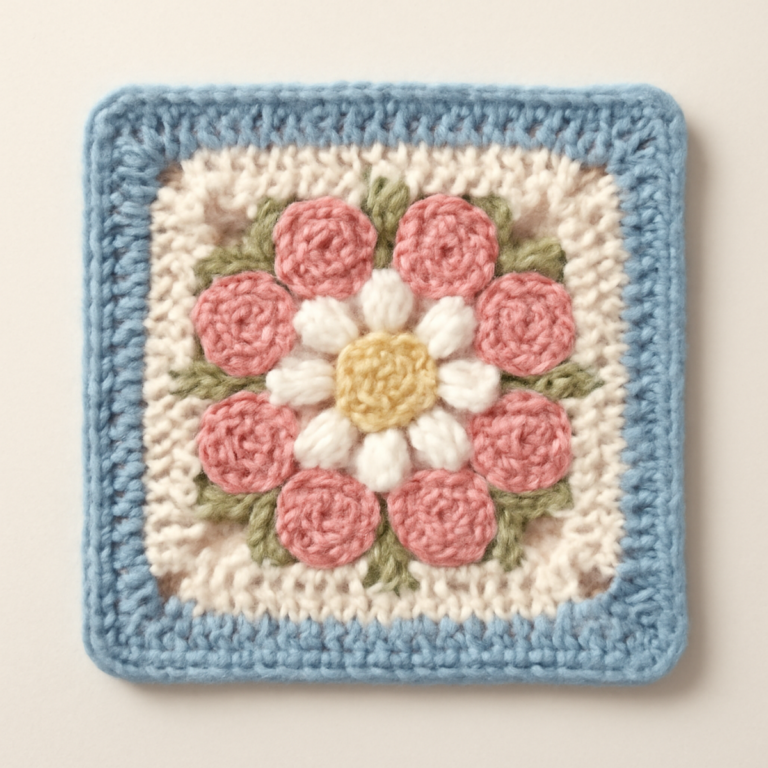 Vibrant Flower Crochet Square for Spring Bliss