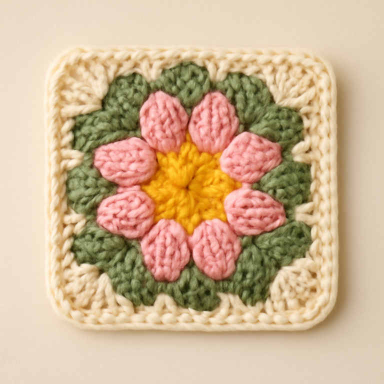 Cheerful Flower Granny Square: A Colorful Crochet Delight
