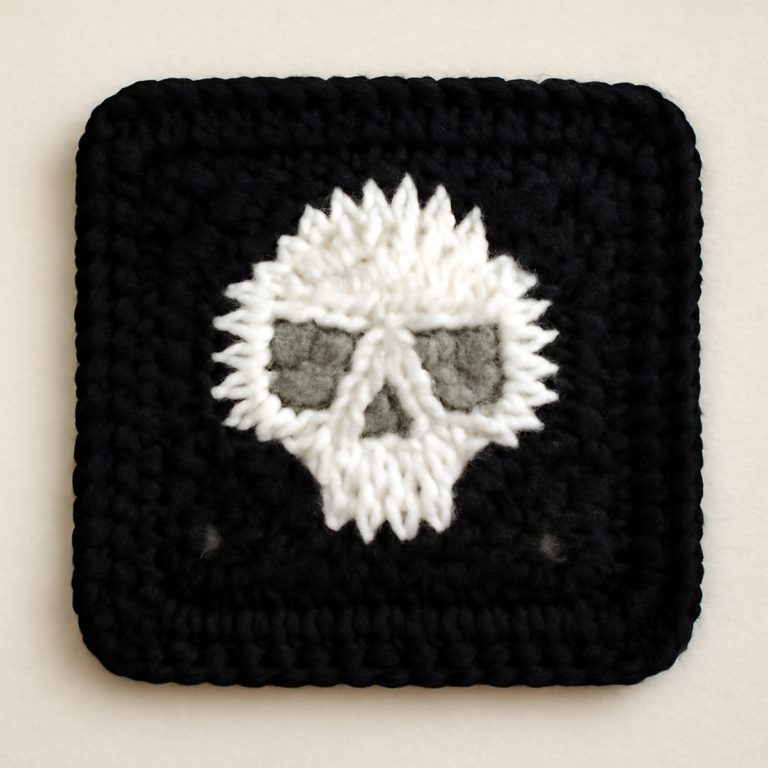 Chic Skull Crochet Square: Aesthetic & Versatile Design