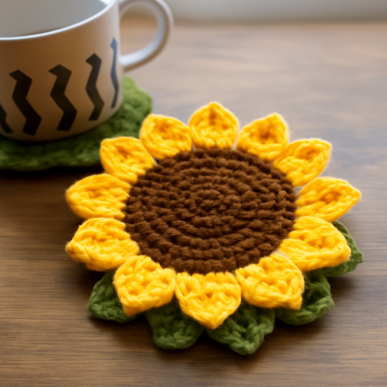 Sunflower Coaster: Quick & Easy Crochet Delight