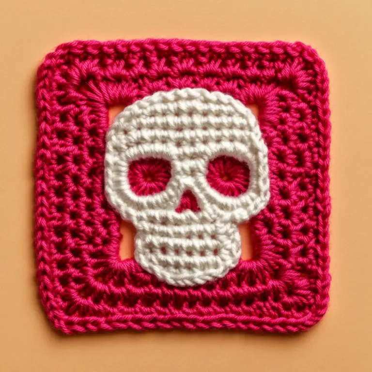 Whimsical Skull Granny Square: Bold Crochet Adventure