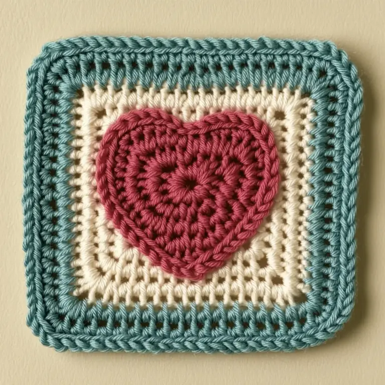 Charming Crochet Heart Square for Cozy Decor