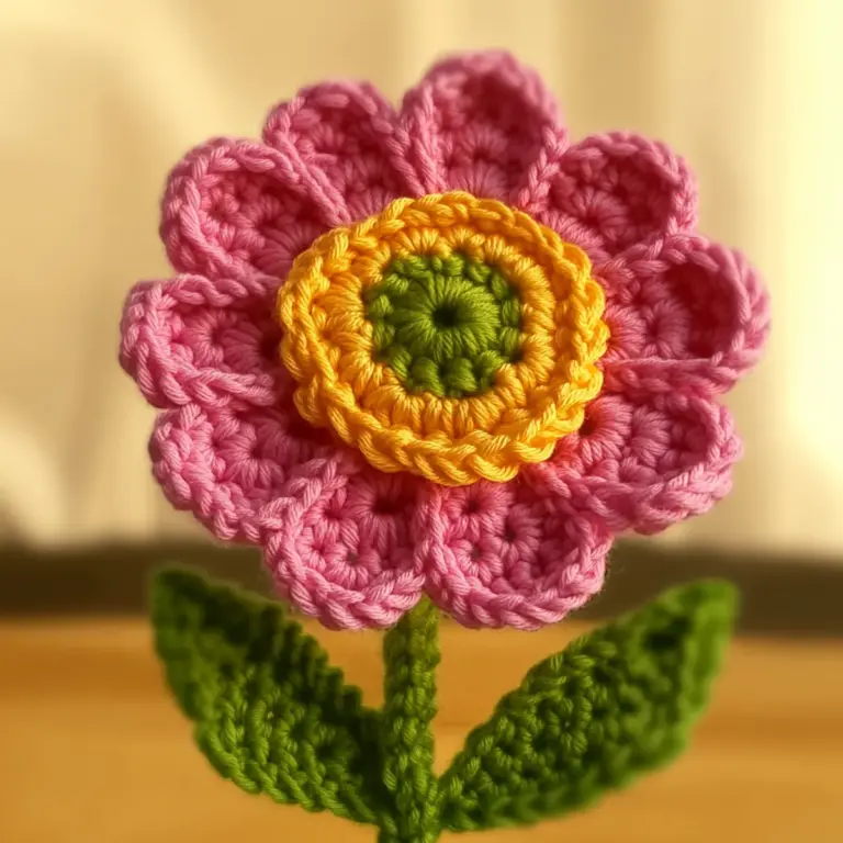 Vibrant Crochet Zinnia Flower: A Whimsical Floral Delight