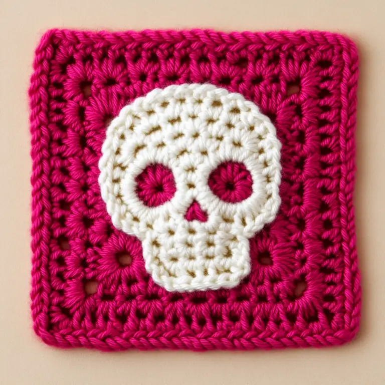 Spooky Skull Crochet Square Pattern for Fun Fall Decor