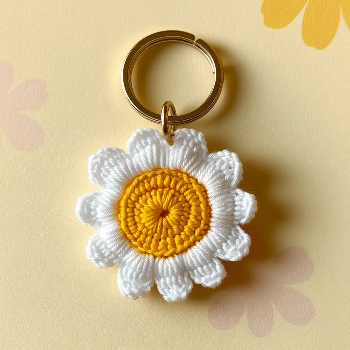 daisy crochet keychain