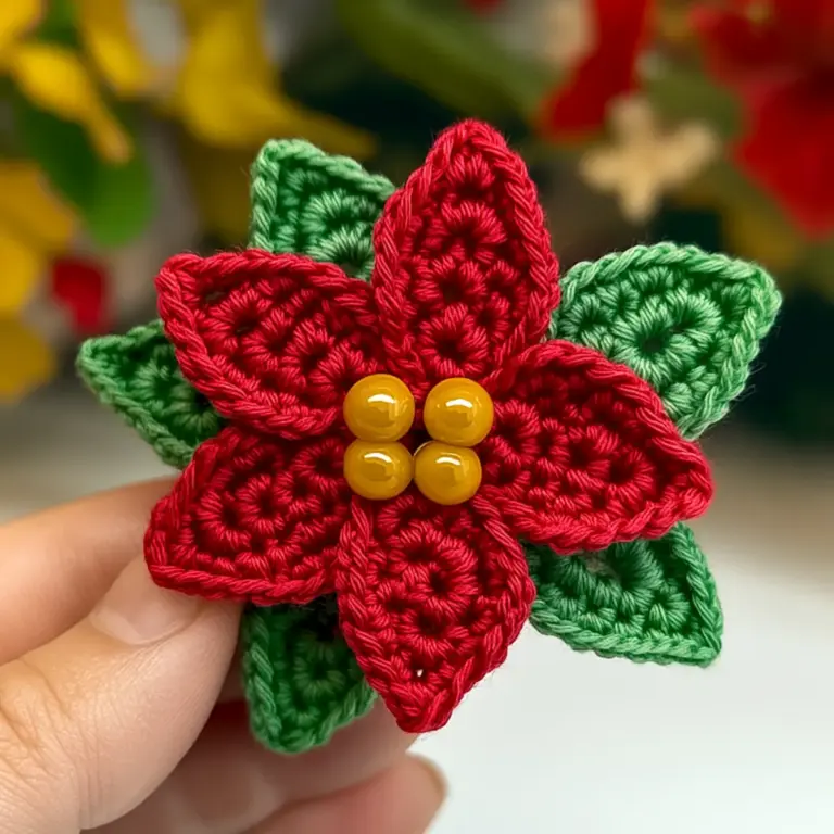 Cozy Crochet Poinsettia Flower Pattern for Festive Decor