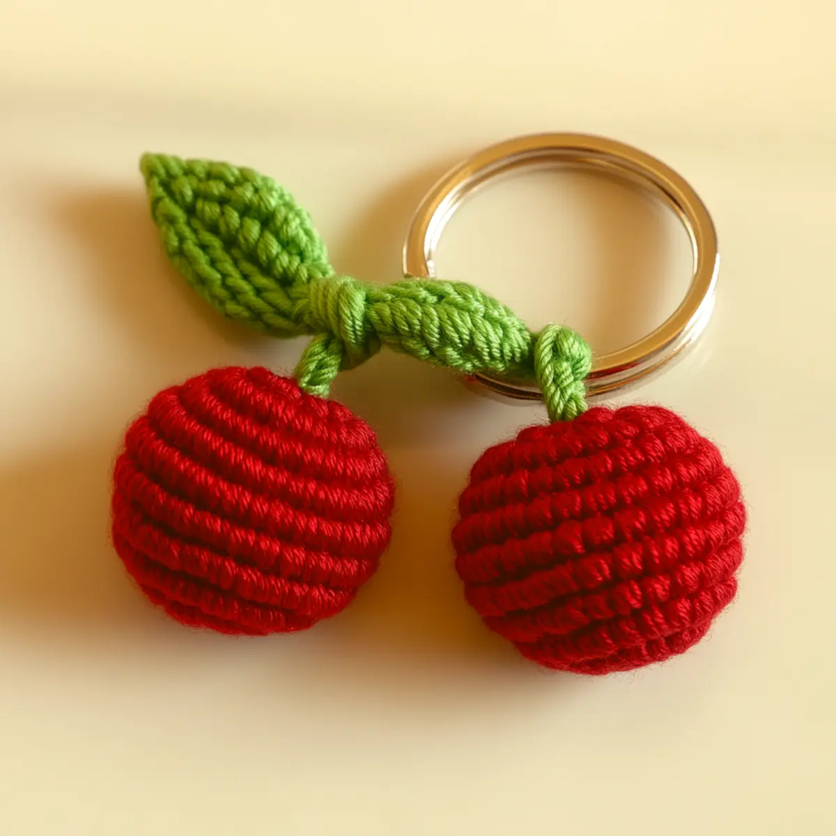cherry keychain crochet