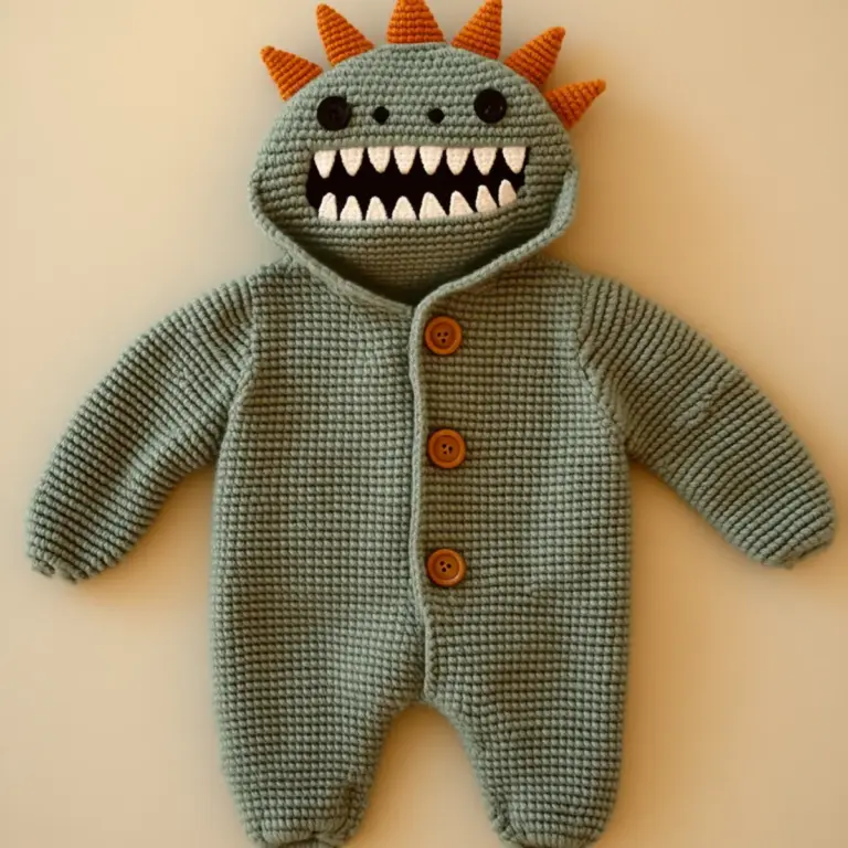 Whimsical Dinosaur Crochet Onesie for Cozy Adventures