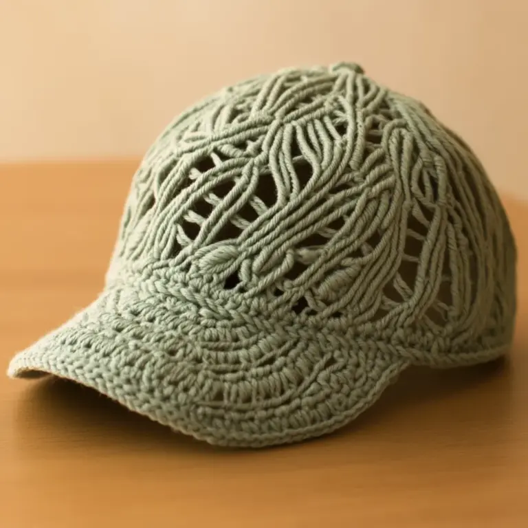 Easy Crochet Baseball Cap with Whimsical Lace Detail