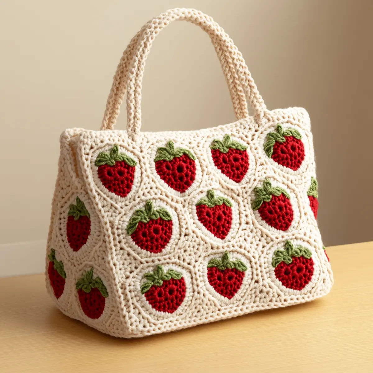 strawberry crochet tote