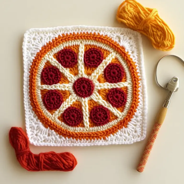 crochet pizza square