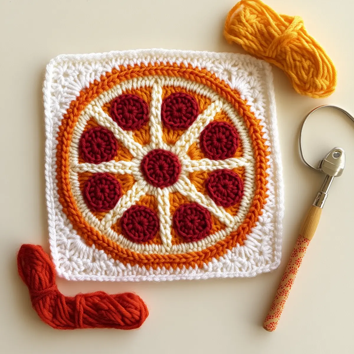 crochet pizza square