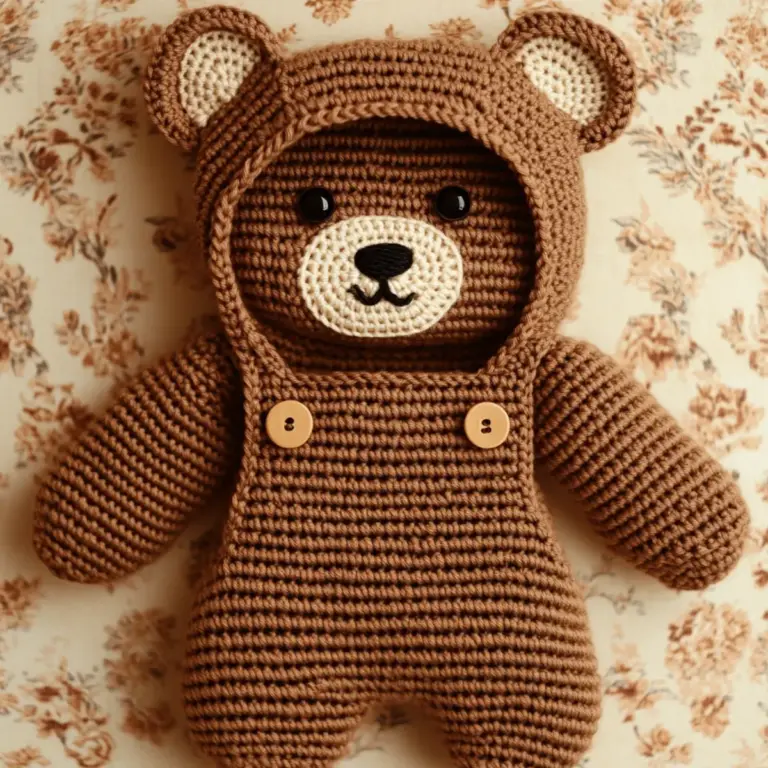 crochet bear overalls