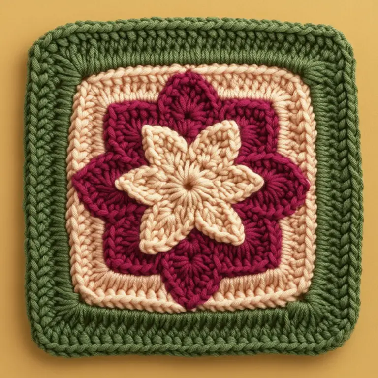 Elegant Lotus Flower Crochet Square for Home Décor