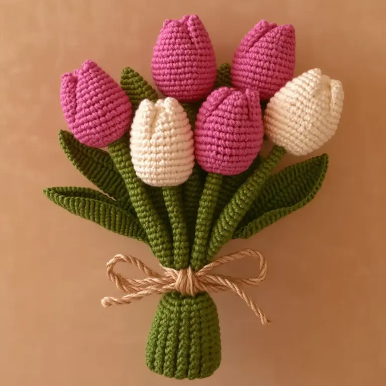 Vibrant Crochet Tulip Bouquet: A Charming Decor Project