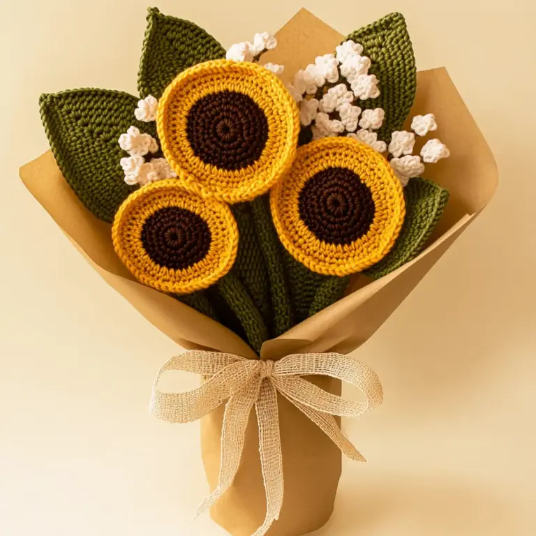 Vibrant Crochet Sunflower Bouquet for Bright Home Decor