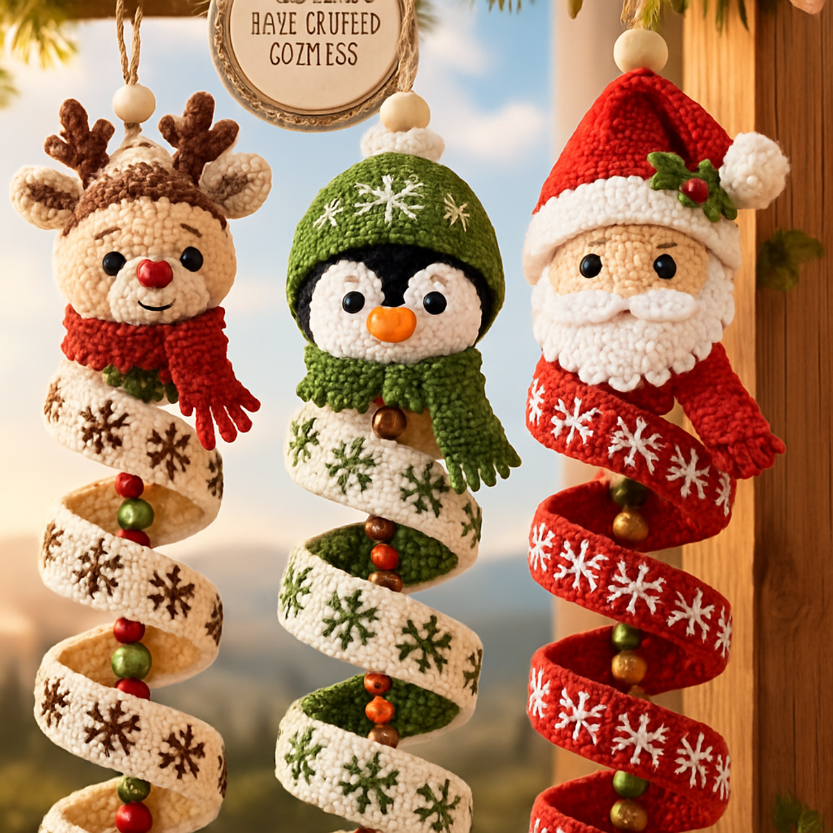 Whimsical Christmas Character Double-Spiral Ornaments