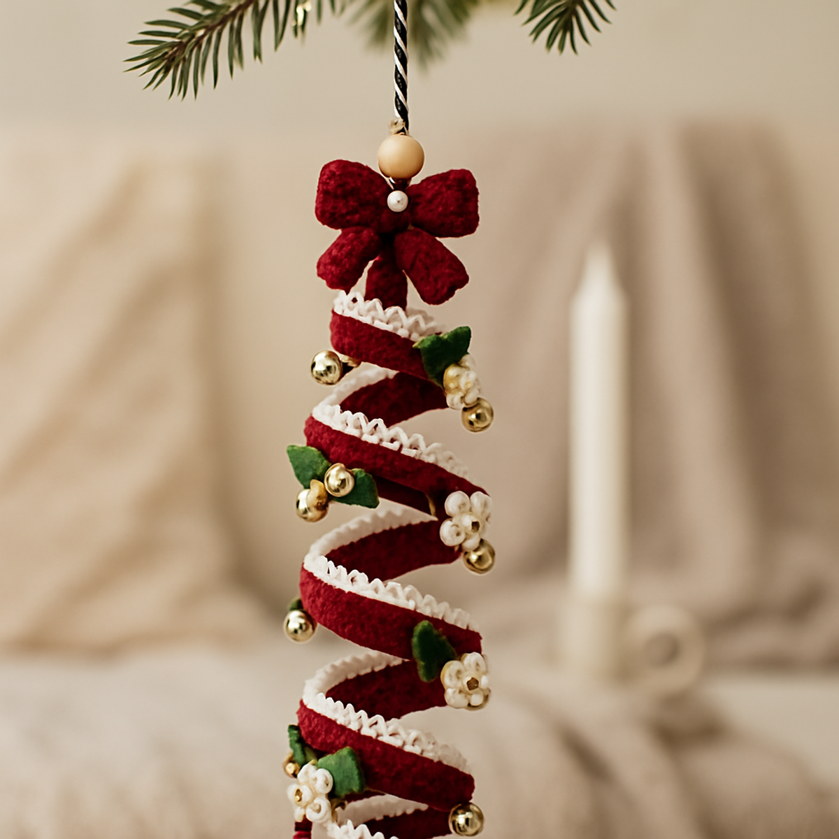 Cozy Christmas Corkscrew Hanging Ornament Tutorial