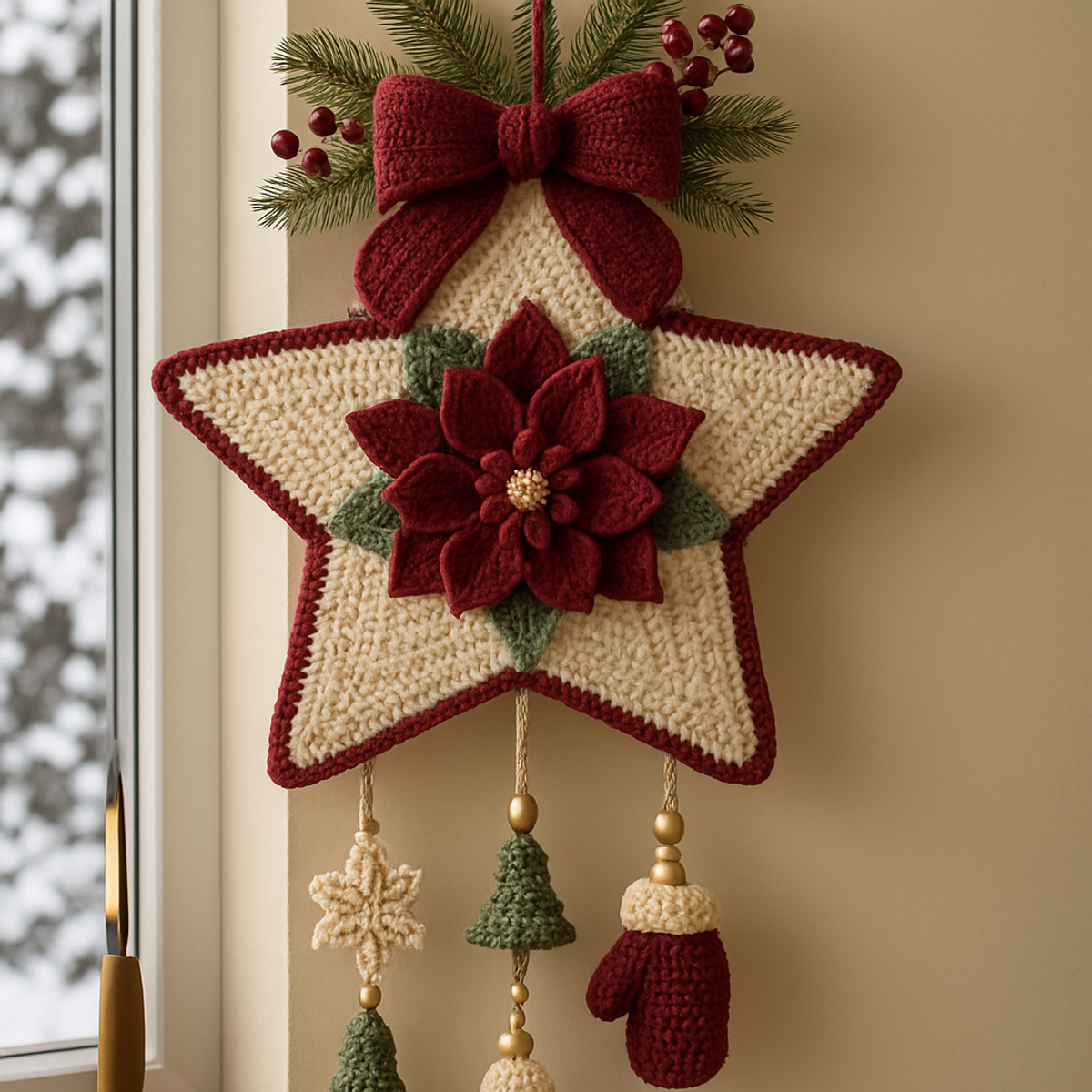 Cozy Christmas Poinsettia Star Wall Hanging Tutorial