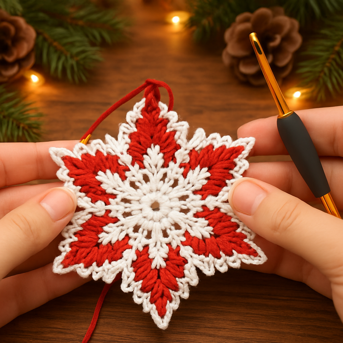 Cozy Christmas Snowflake Crochet Ornament Pattern