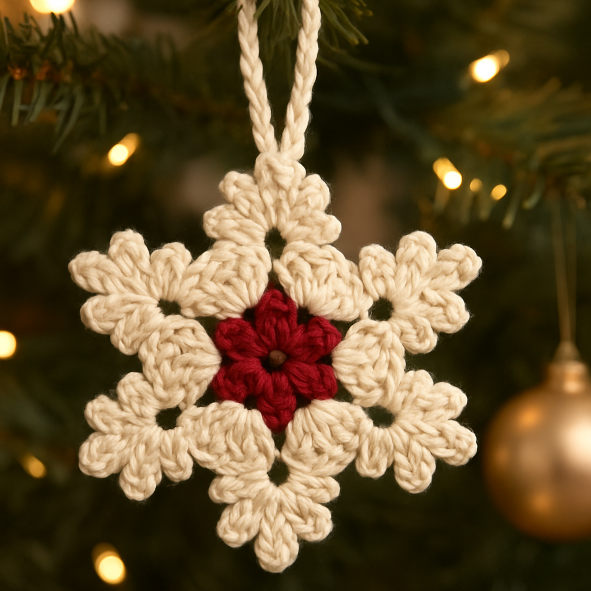 Cozy Christmas Snowflake & Poinsettia Ornament Tutorial