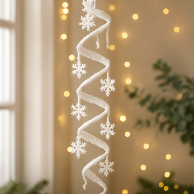 Whimsical Christmas Snowflake Spiral Wind Spinner Crochet