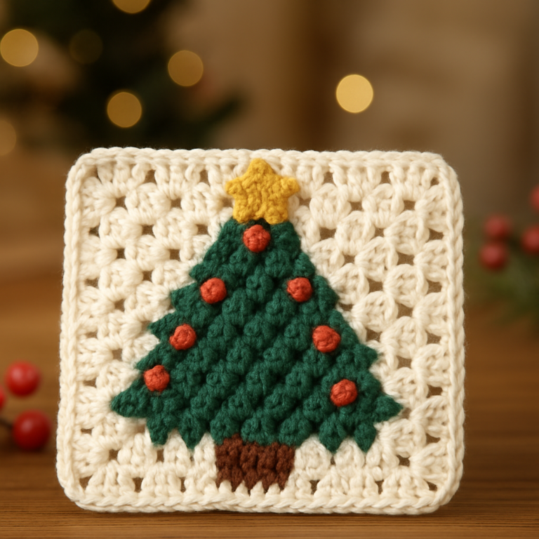 Cozy Christmas Tree Granny Square: A Festive Pattern Delight
