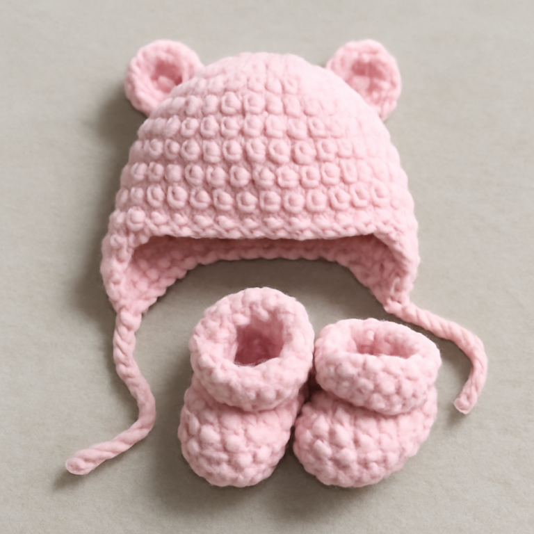 Cozy Crochet Bear Hat Booties Set for Little Ones