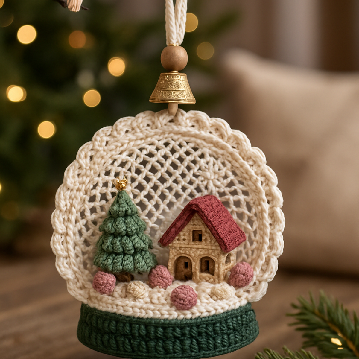 Cozy Crochet Christmas Snow-Globe Ornament Tutorial