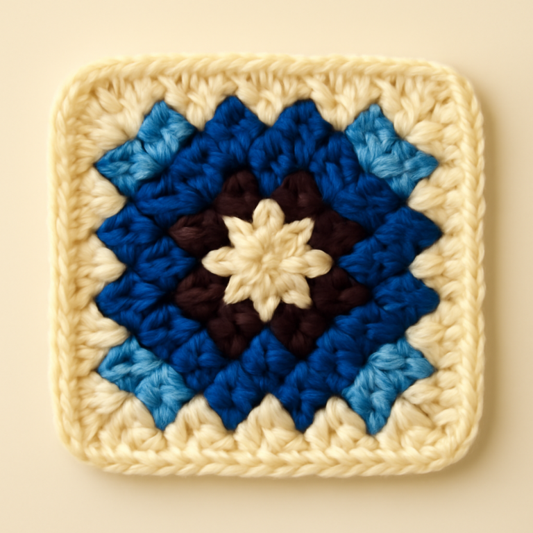 Cozy Crochet Granny Square with a Star Motif Element