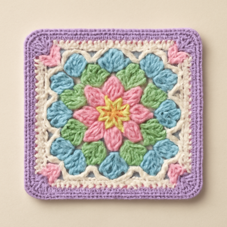 Vibrant Crochet Granny Square: A Floral Delight to Create