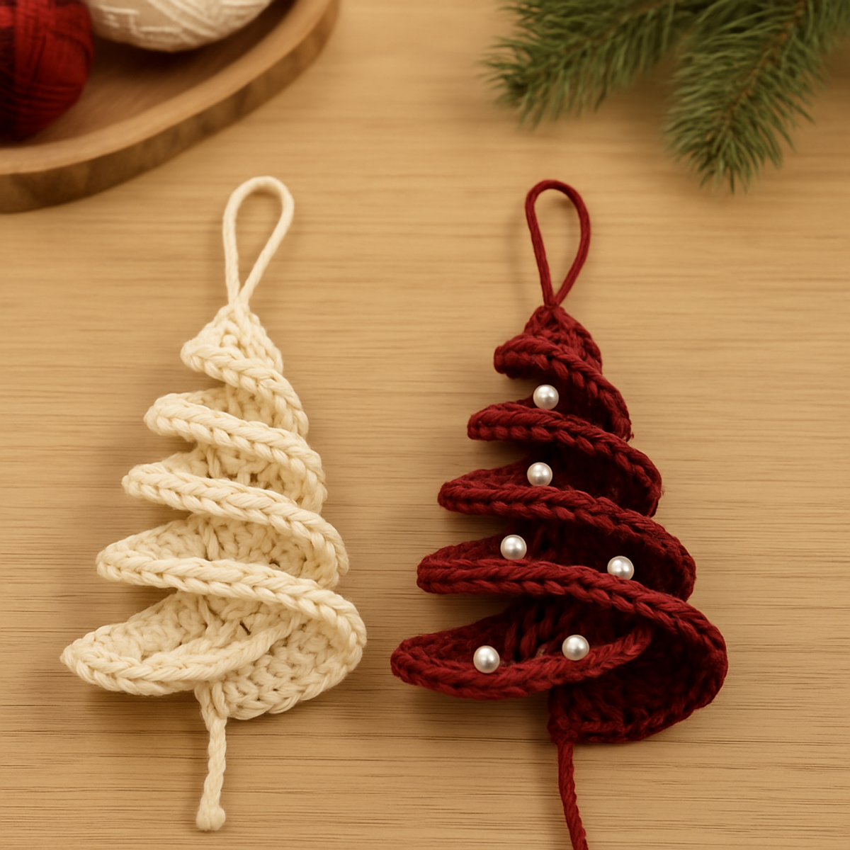 Cozy Crochet Spiral Christmas Tree Ornaments to Brighten Your Holiday