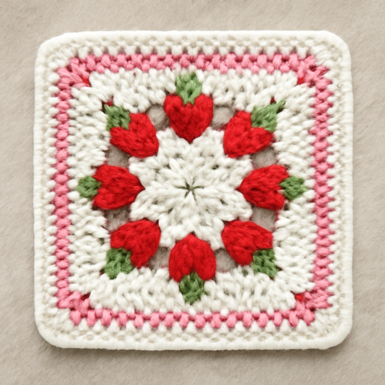 Crochet Strawberry Square: A Fresh Touch for Your Home