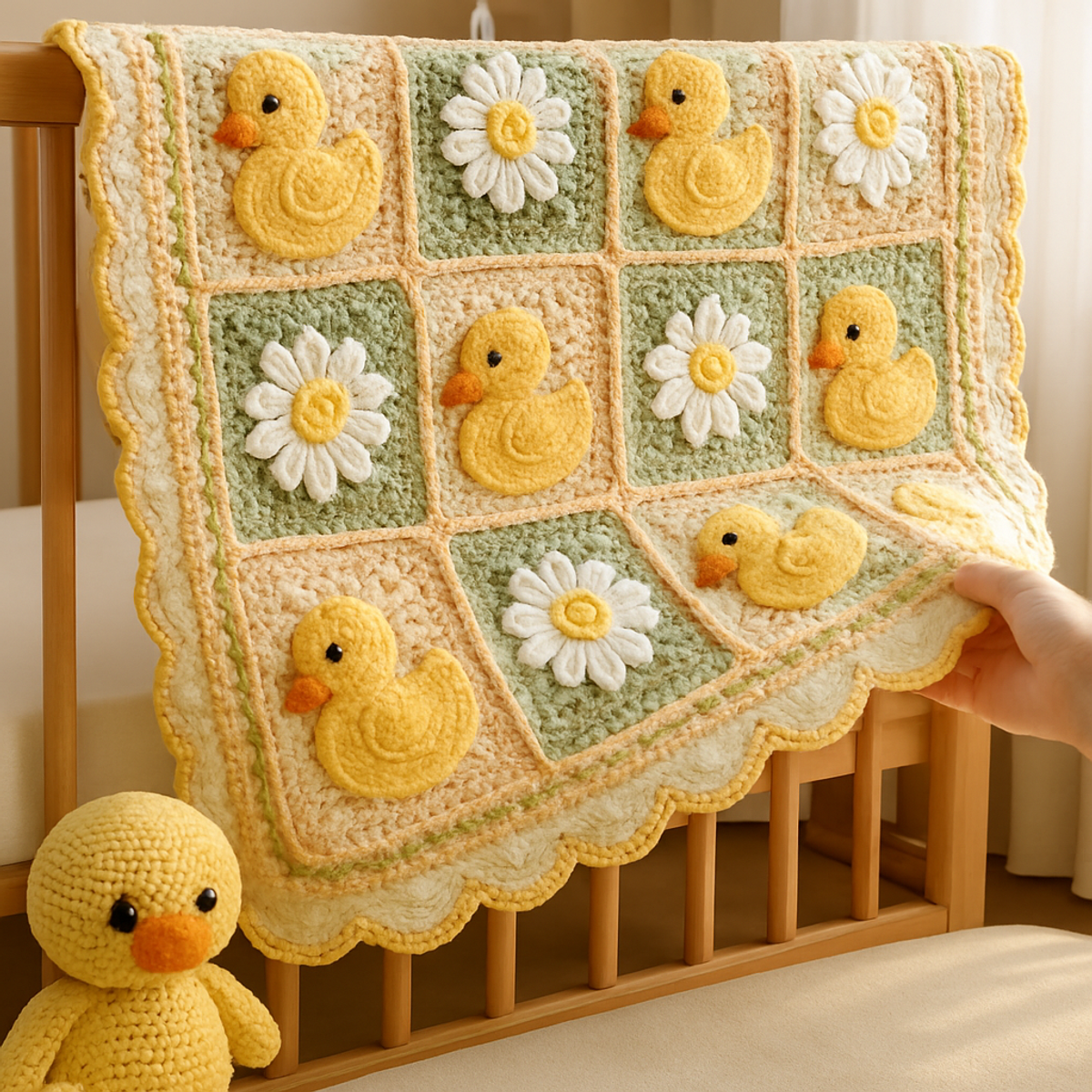 Cozy Duck & Daisy Granny Square Baby Blanket Pattern