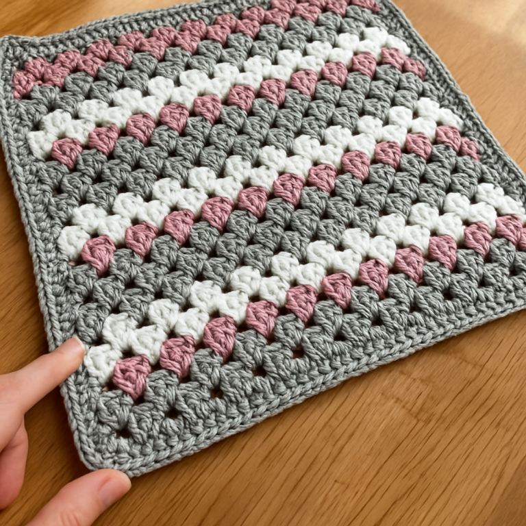 Charming Dusty Rose Granny Stripe Blanket for Cozy Vibes