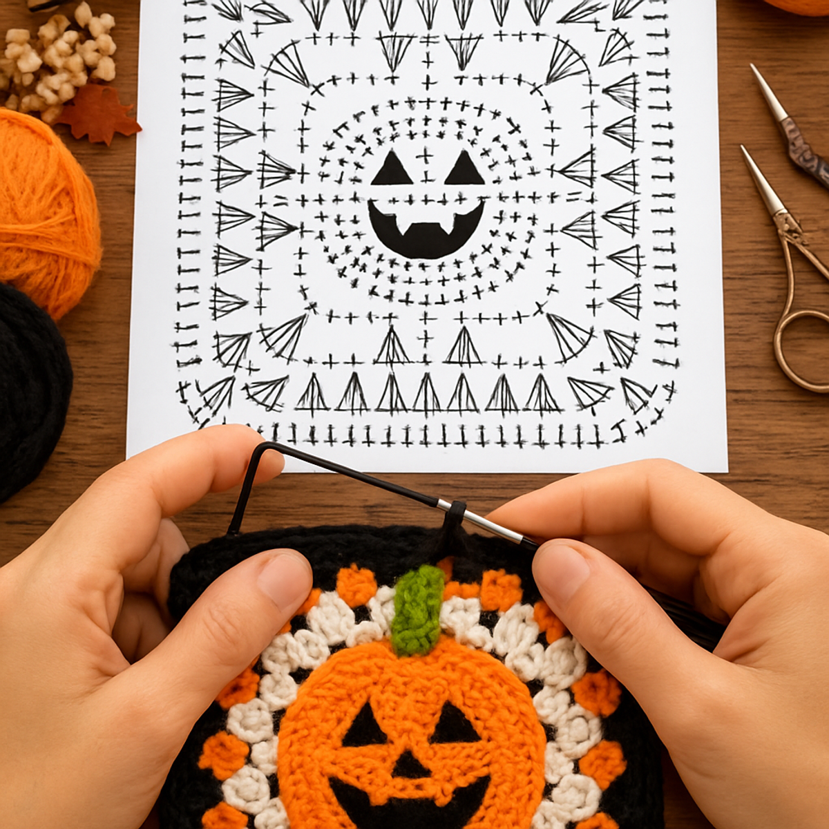 Craft a Cozy Halloween Pumpkin Granny Square Delight