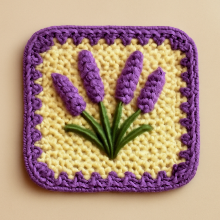 Whimsical Lavender Crochet Square for Cozy Spaces