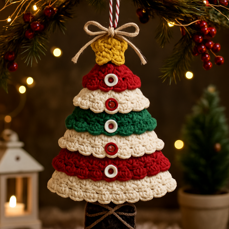 Charming Layered Crochet Christmas Tree Ornament Tutorial